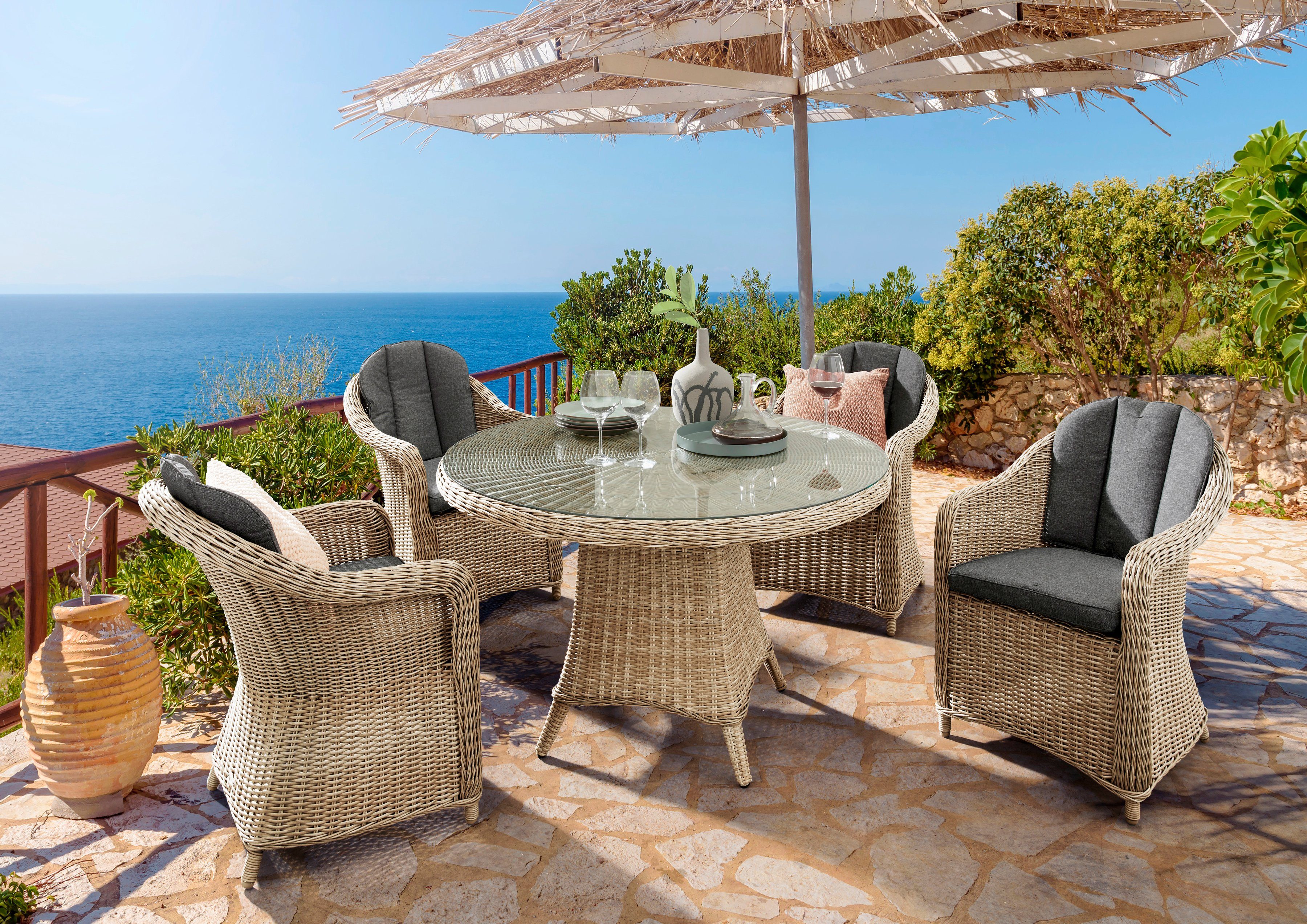 Destiny Sitzgruppe MALAGA LUNA, Polyrattan, 4 günstig online kaufen