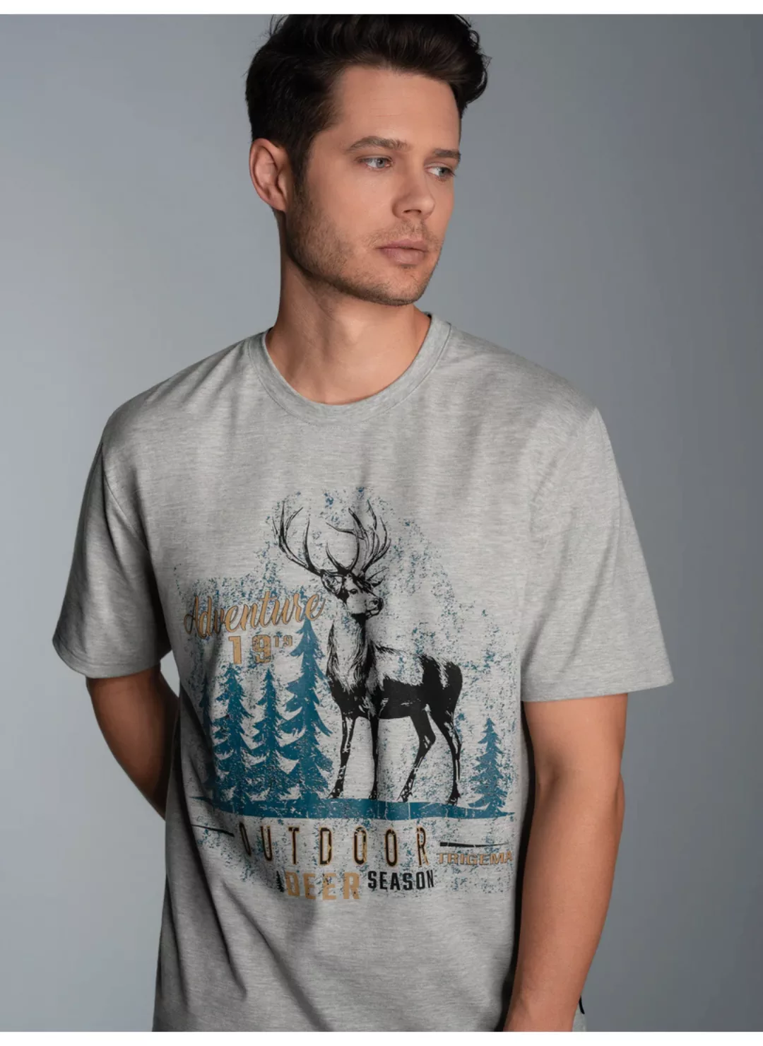 Trigema T-Shirt TRIGEMA T-Shirt mit großem Hirsch-Printmotiv (1-tlg) günstig online kaufen