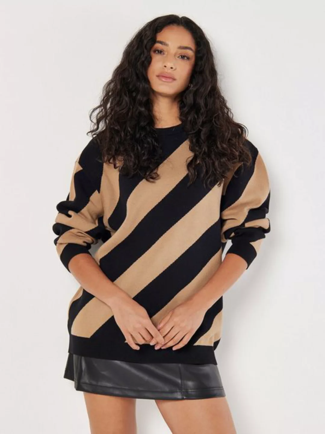 Apricot Strickpullover Diagonal gestreifter Pullover, (1-tlg) im Oversized- günstig online kaufen