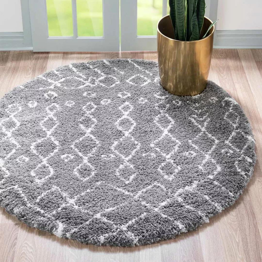 Shaggy Hochflor Teppich in Grau und Cremefarben 150 cm breit günstig online kaufen