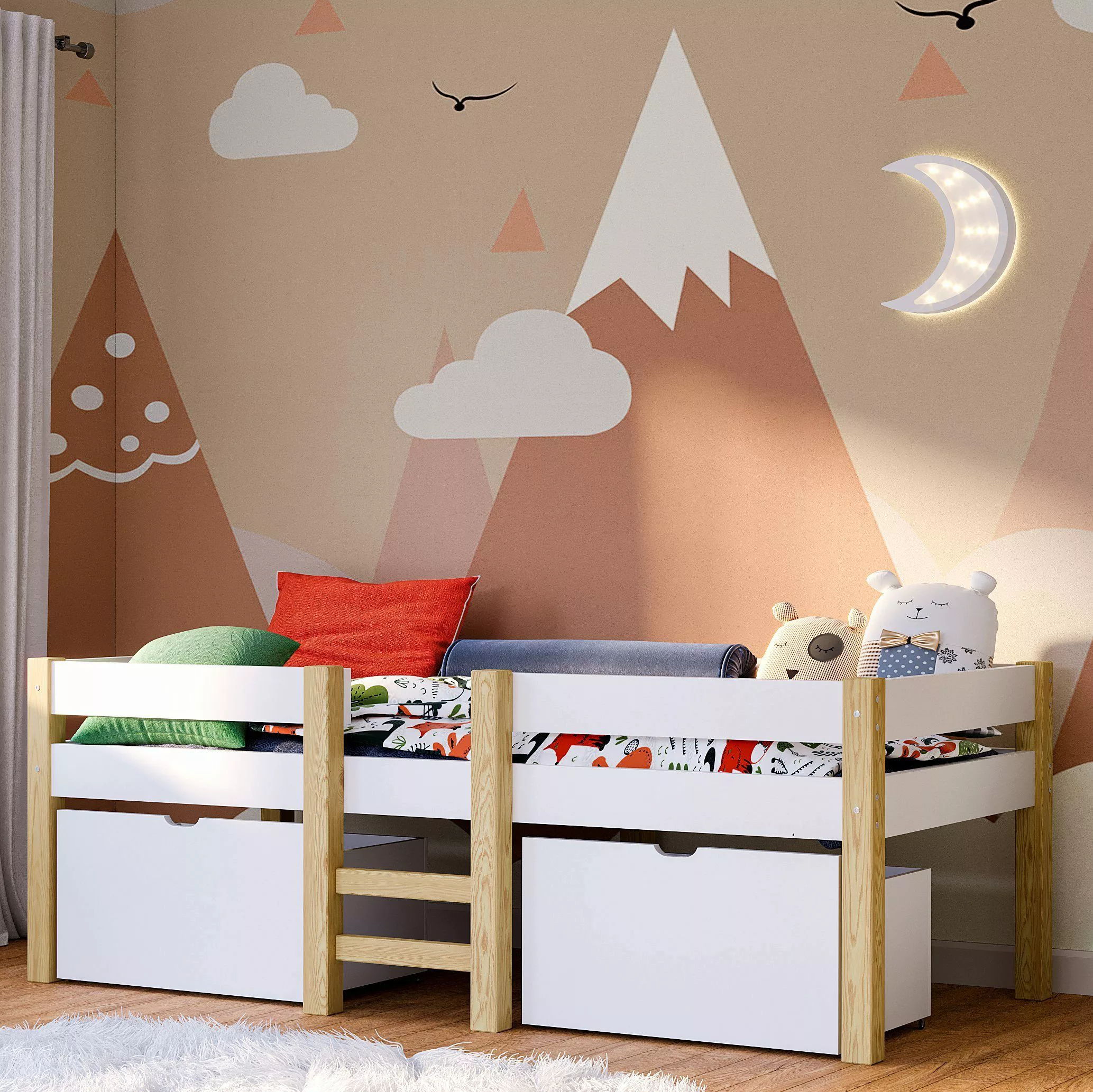 Bellabino Hochbett Aspy (Halbhochbett inkl. Lattenrost günstig online kaufen