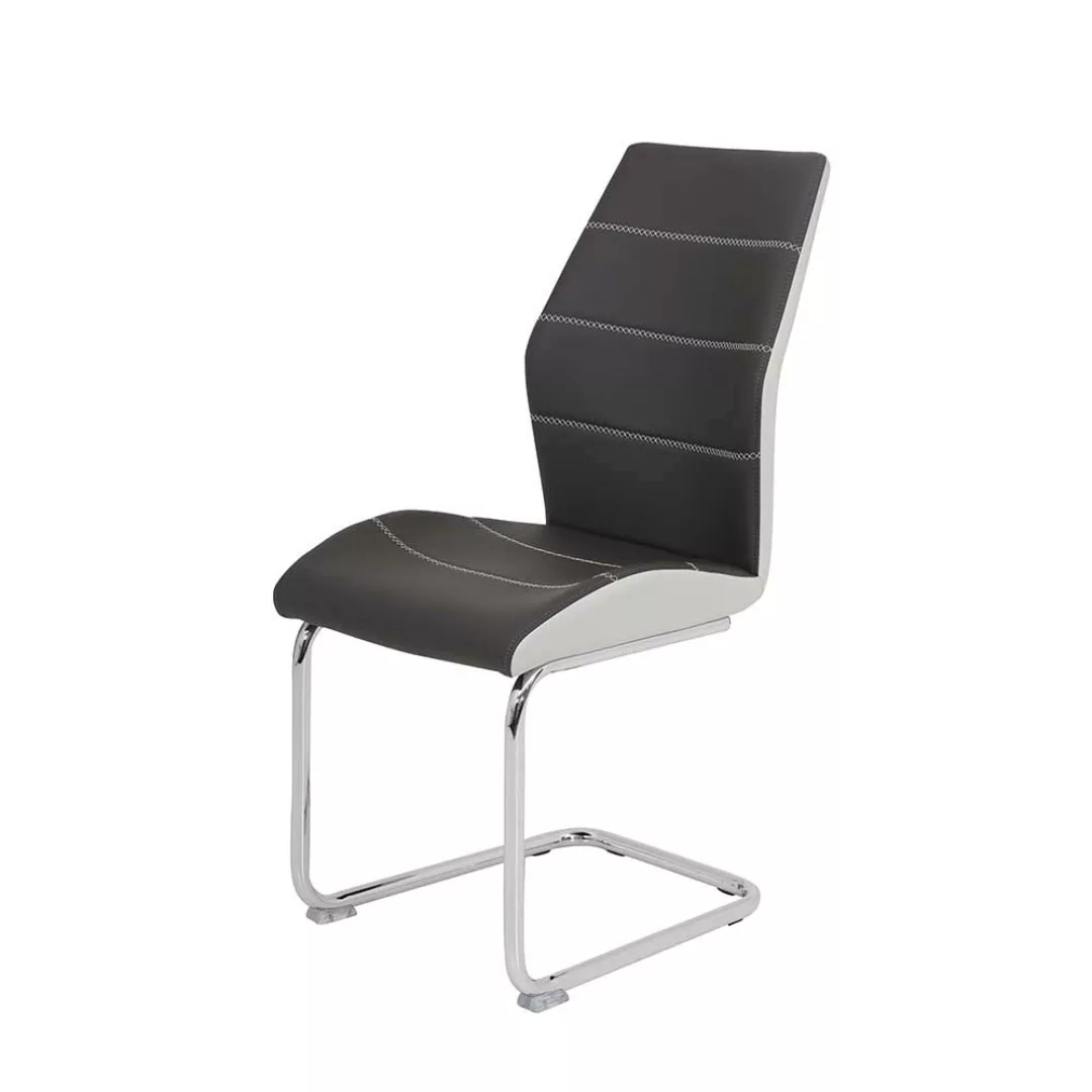Schwingstuhl Set in dunkel Grau Kunstleder Metallgestell (Set) günstig online kaufen