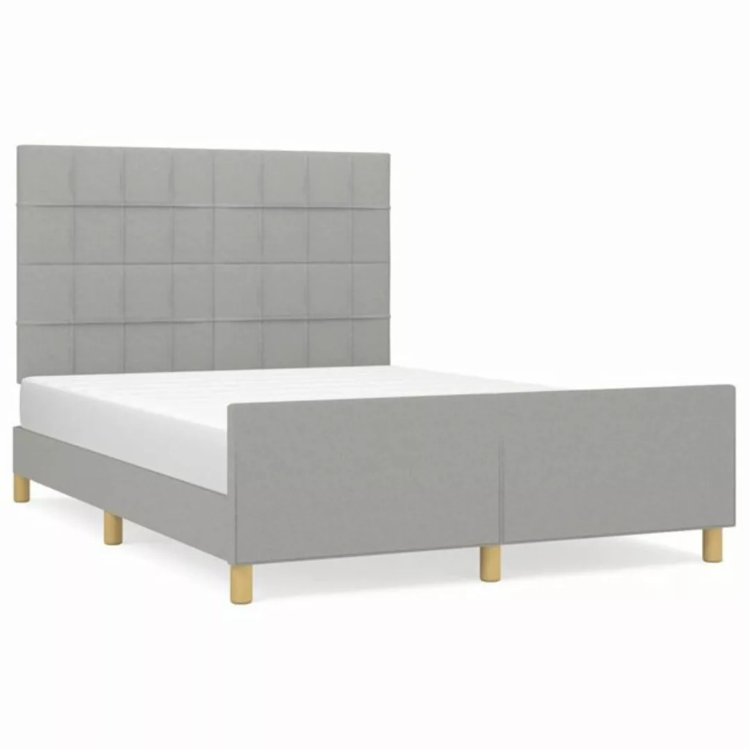 furnicato Bett Bettgestell mit Kopfteil Hellgrau 140x190 cm Stoff günstig online kaufen