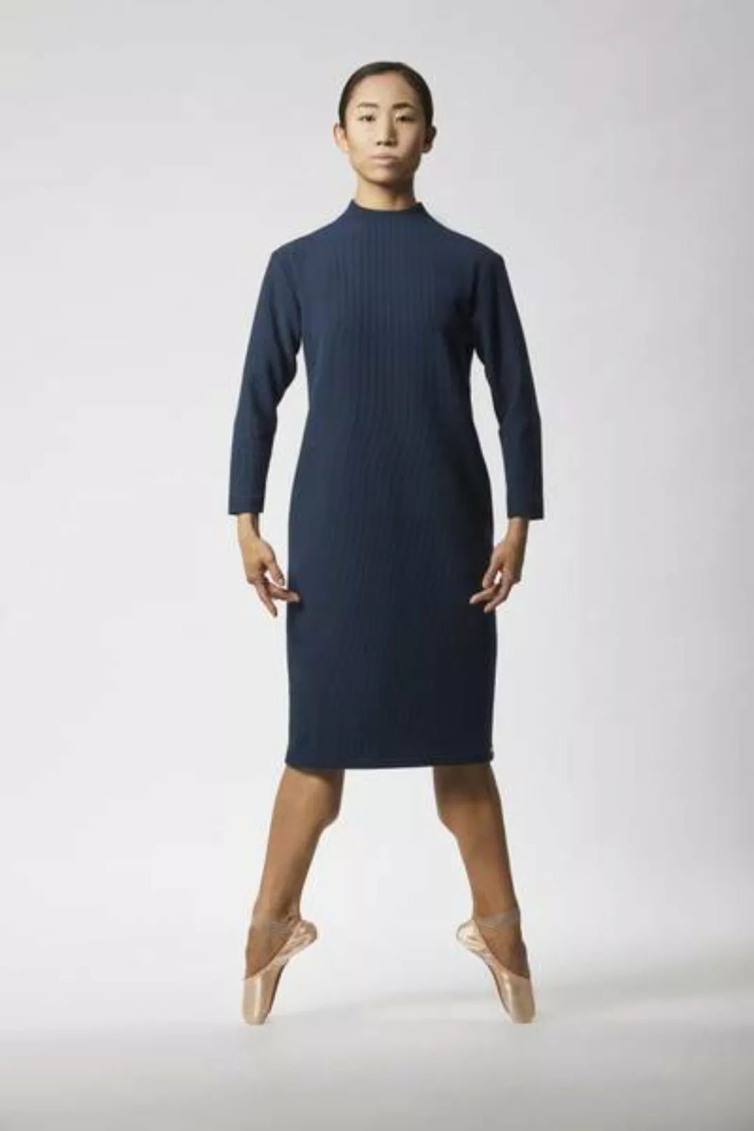 Ripp Kleid Mit Rückendetail - Navy günstig online kaufen