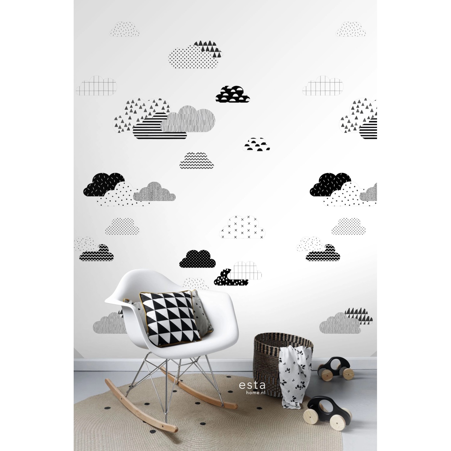 ESTAhome Fototapete Wolken Schwarz-Weiß 150 x 279 cm 158922 günstig online kaufen
