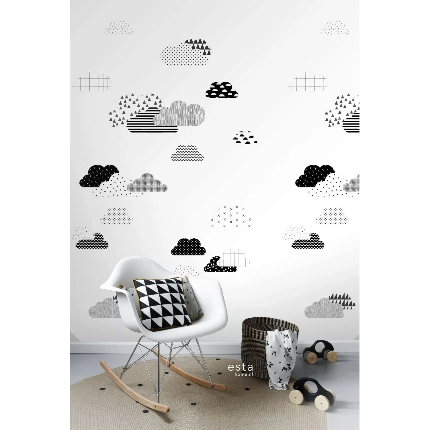 ESTAhome Fototapete Wolken Schwarz-Weiß 150 x 279 cm 158922 günstig online kaufen