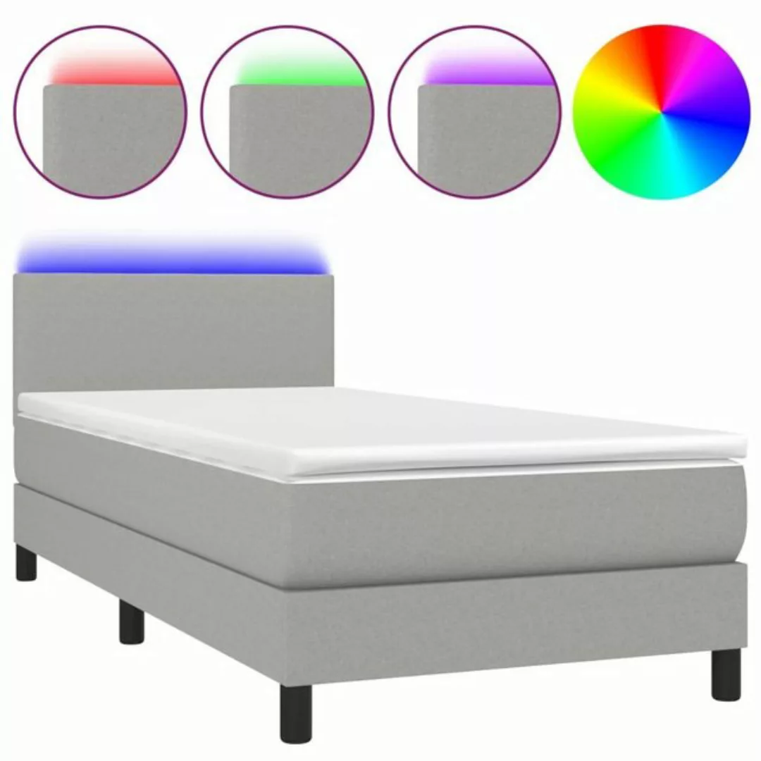 vidaXL Bettgestell Boxspringbett mit Matratze LED Hellgrau 80x200 cm Stoff günstig online kaufen