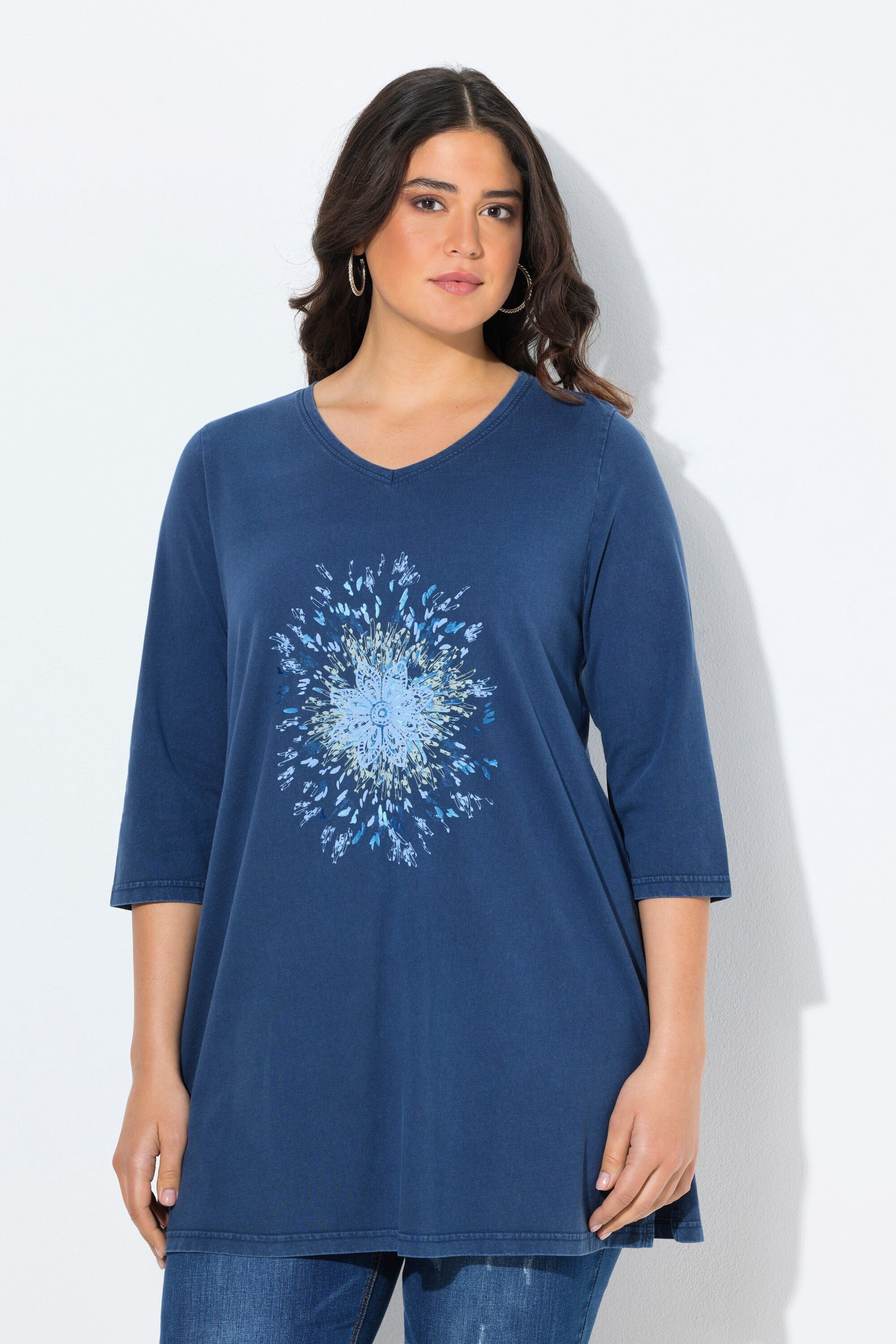 Ulla Popken Longshirt Shirt Pusteblume A-Linie günstig online kaufen
