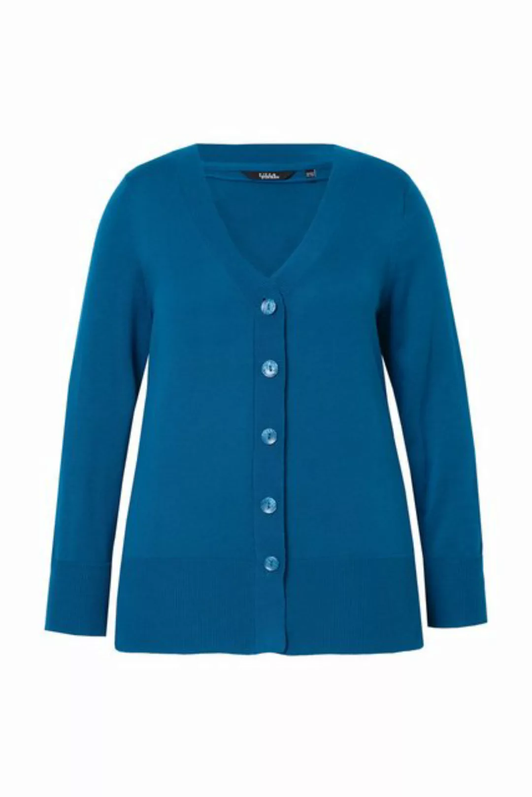 Ulla Popken Strickjacke Strickjacke V-Ausschnitt Knopfleiste Feinstrick günstig online kaufen