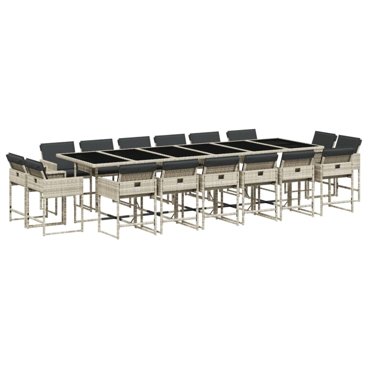 vidaXL 17-Tlg Garten-Essgruppe mit Kissen Hellgrau Poly Rattan 3211427 günstig online kaufen