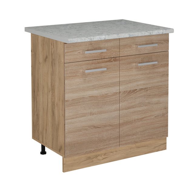 Vicco Unterschrank R-Line, Sonoma/Goldkraft Eiche, 80 cm AP Marmor günstig online kaufen