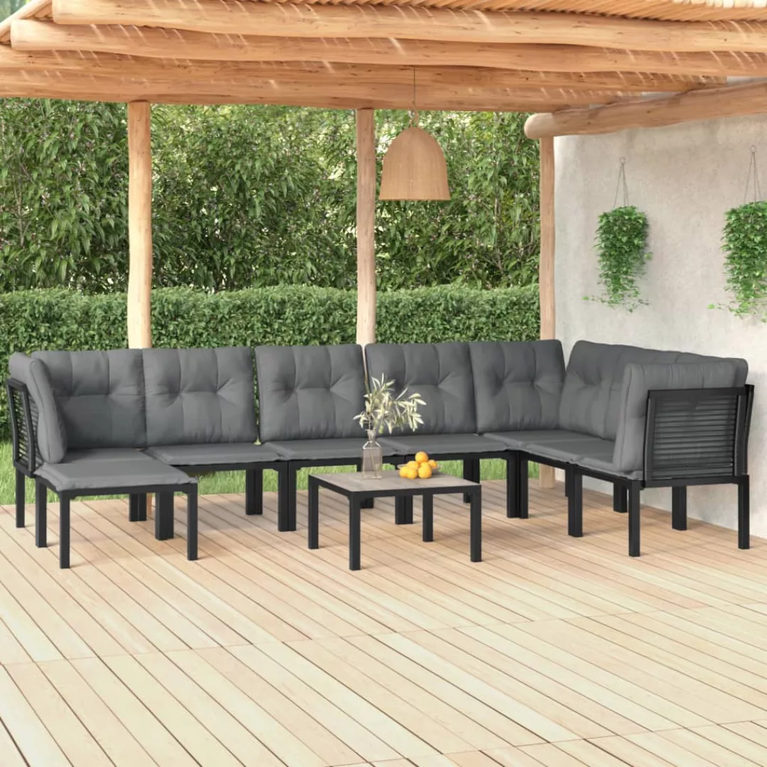 Vidaxl 8-tlg. Garten-lounge-set Schwarz Und Grau Poly Rattan günstig online kaufen