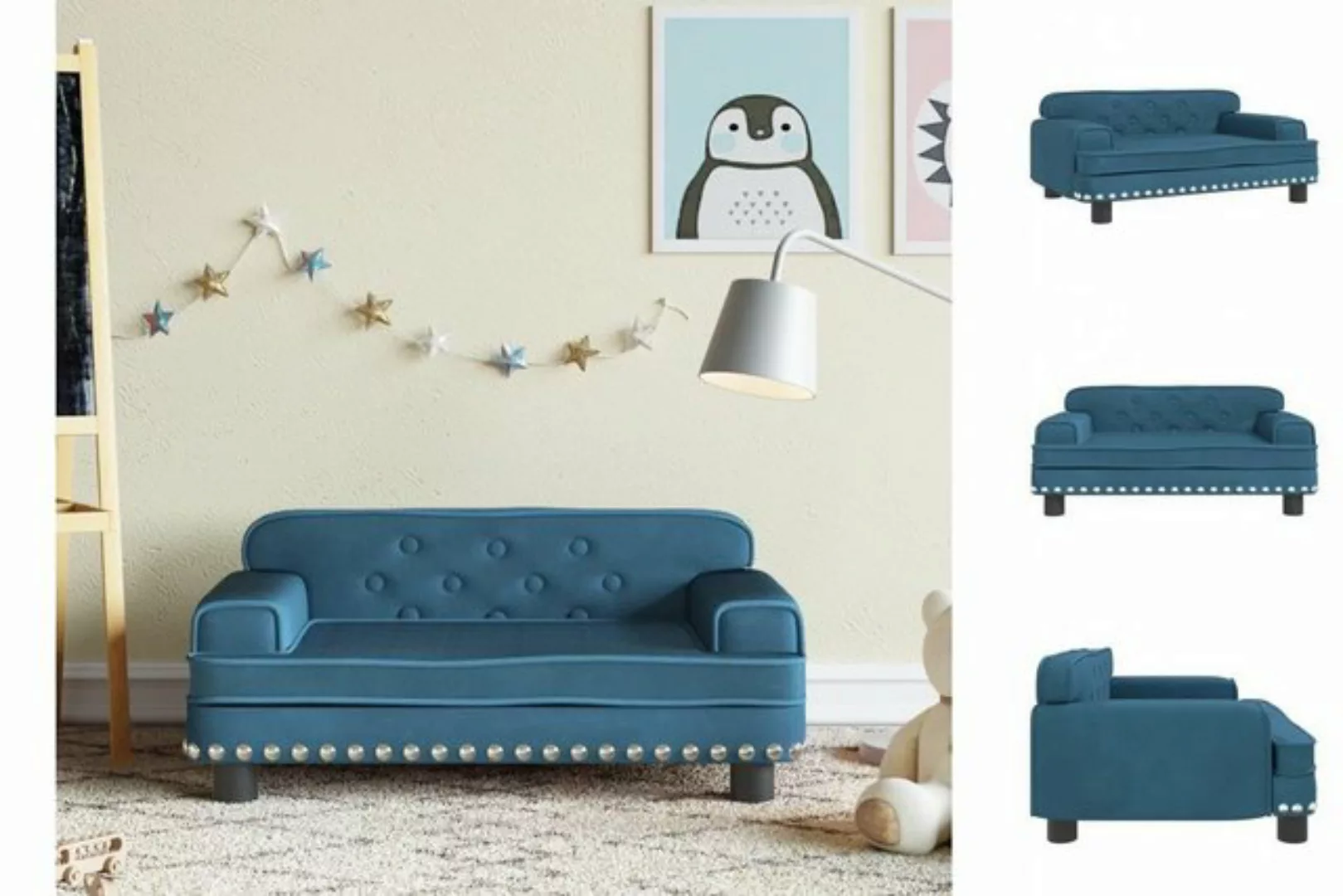 vidaXL Kindersofa Kindersofa Blau 70x45x30 cm Samt Kindercouch Kindermöbel günstig online kaufen