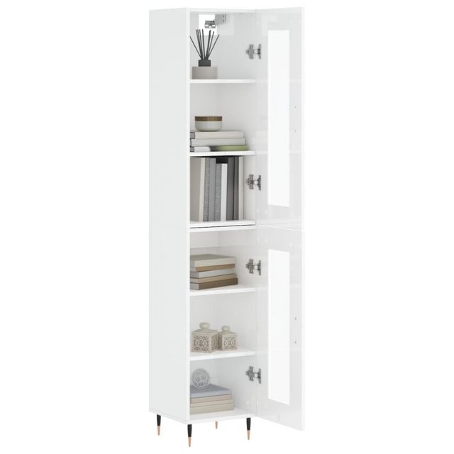 vidaXL Vitrine Highboard Hochglanz-Weiß 34,5x34x180 cm Spanplatte Glas Vitr günstig online kaufen