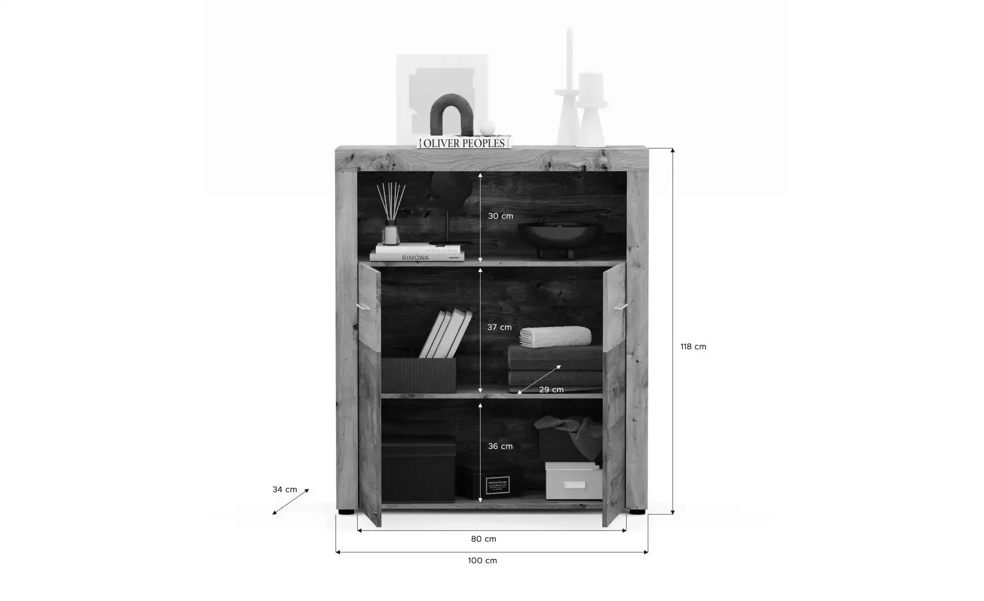 Highboard ¦ holzfarben ¦ Maße (cm): B: 100 H: 118 T: 34 Kommoden & Sideboar günstig online kaufen