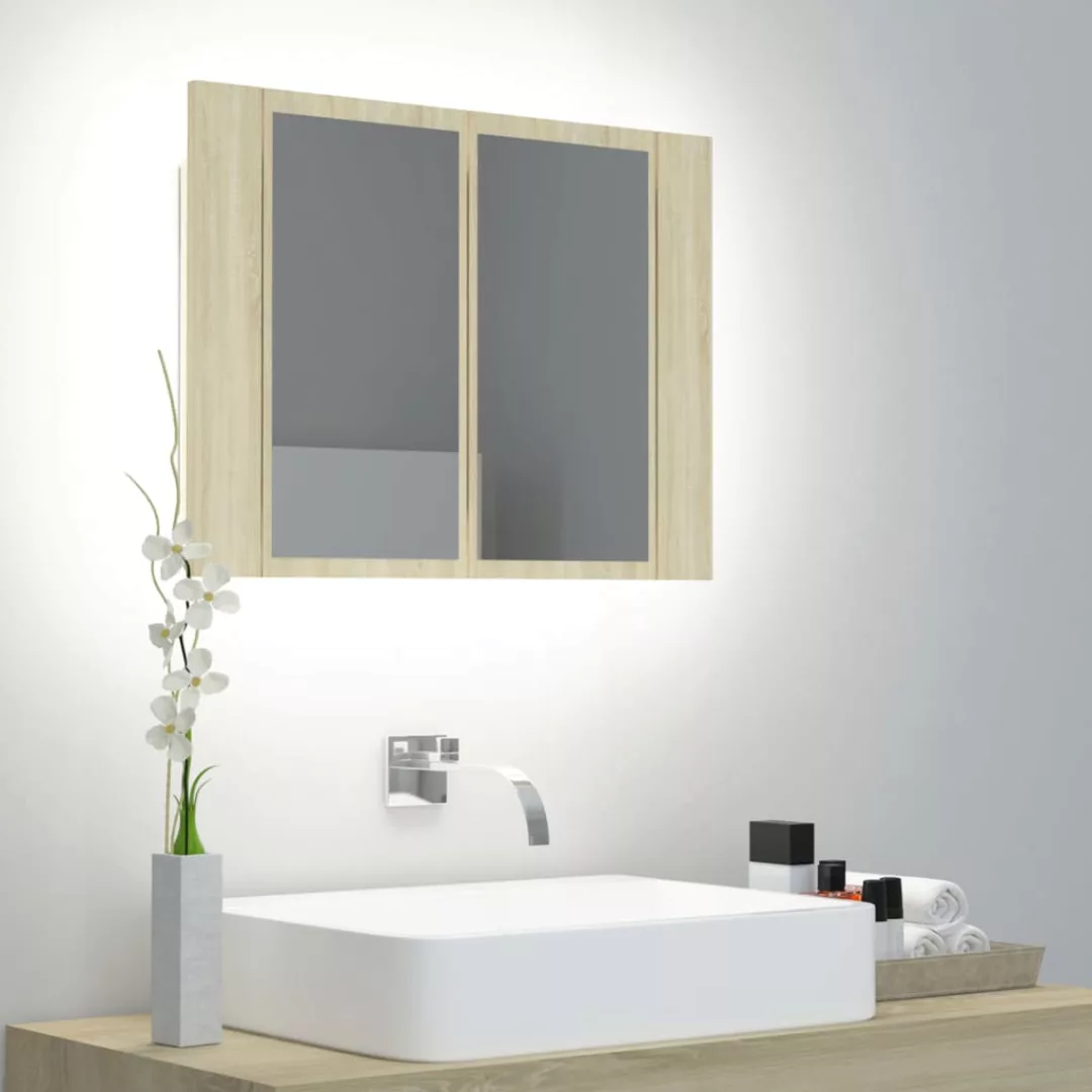 Led-bad-spiegelschrank Sonoma-eiche 60x12x45 Cm günstig online kaufen
