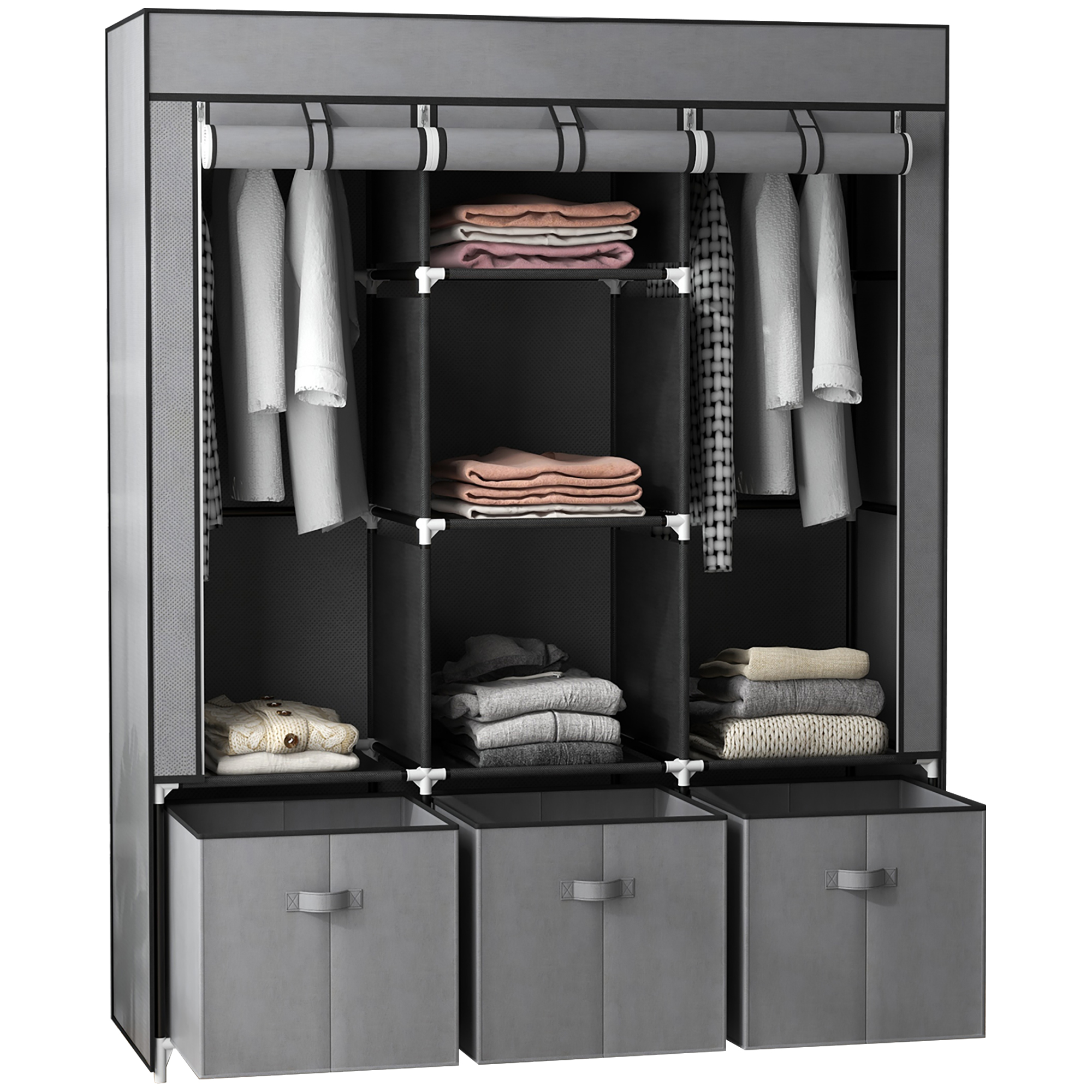 HOMCOM Kleiderschrank dunkelgrau Polypropylen B/H/L: ca. 43x125x162,5 cm günstig online kaufen