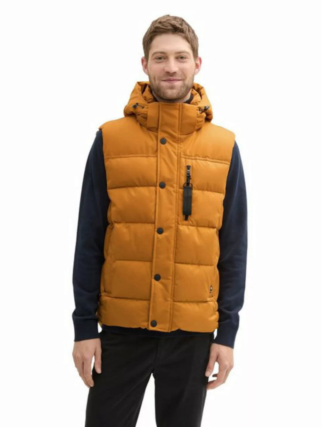 TOM TAILOR Outdoorjacke puffer vest with hood, Peanut Butter Brown günstig online kaufen