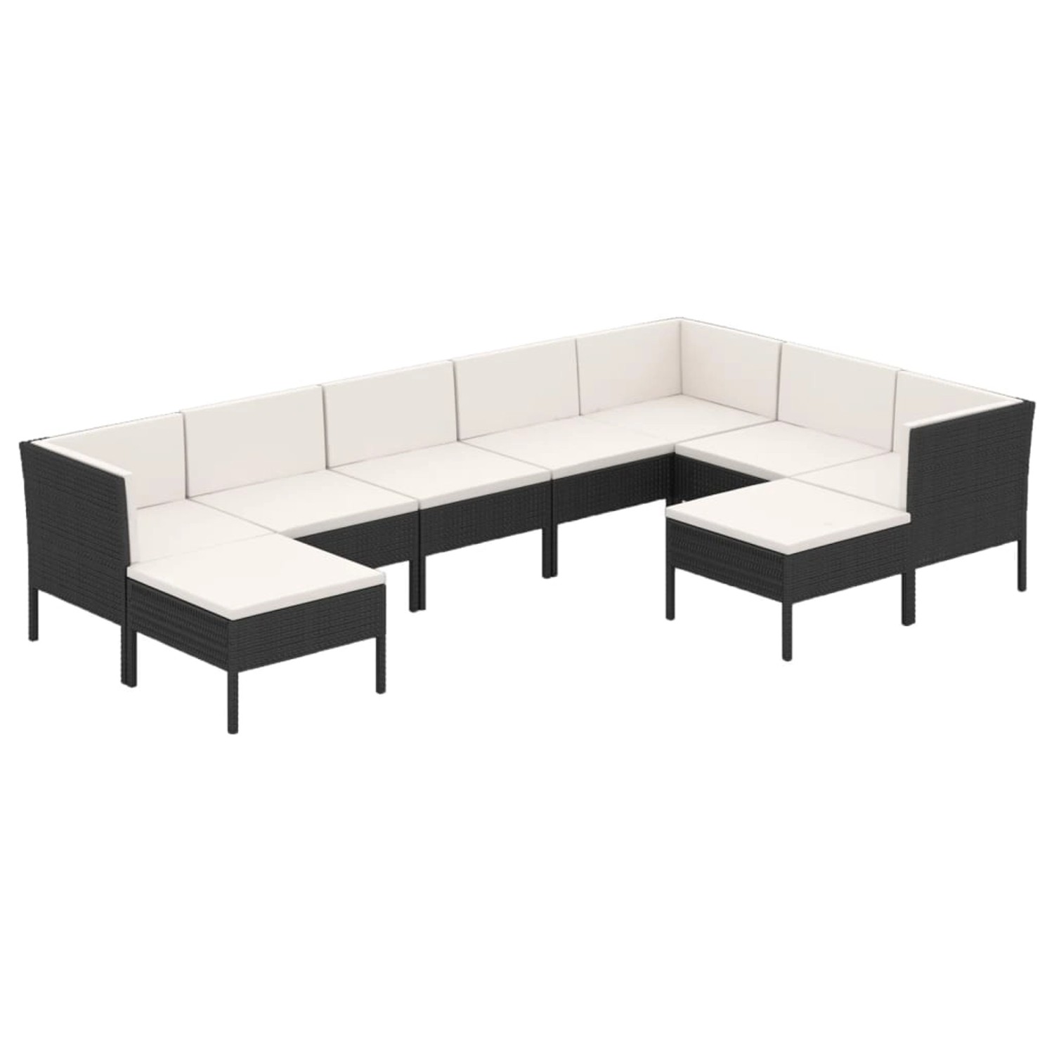 9-tlg. Garten-lounge-set Mit Auflagen Poly Rattan Schwarz günstig online kaufen