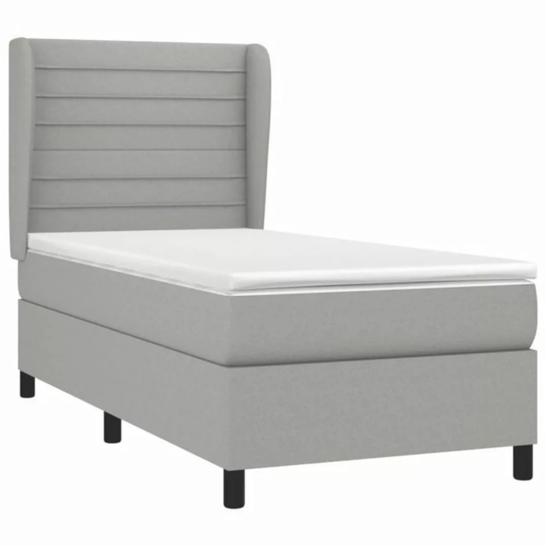 furnicato Bettgestell Boxspringbett mit Matratze Hellgrau 90x200 cm Stoff ( günstig online kaufen