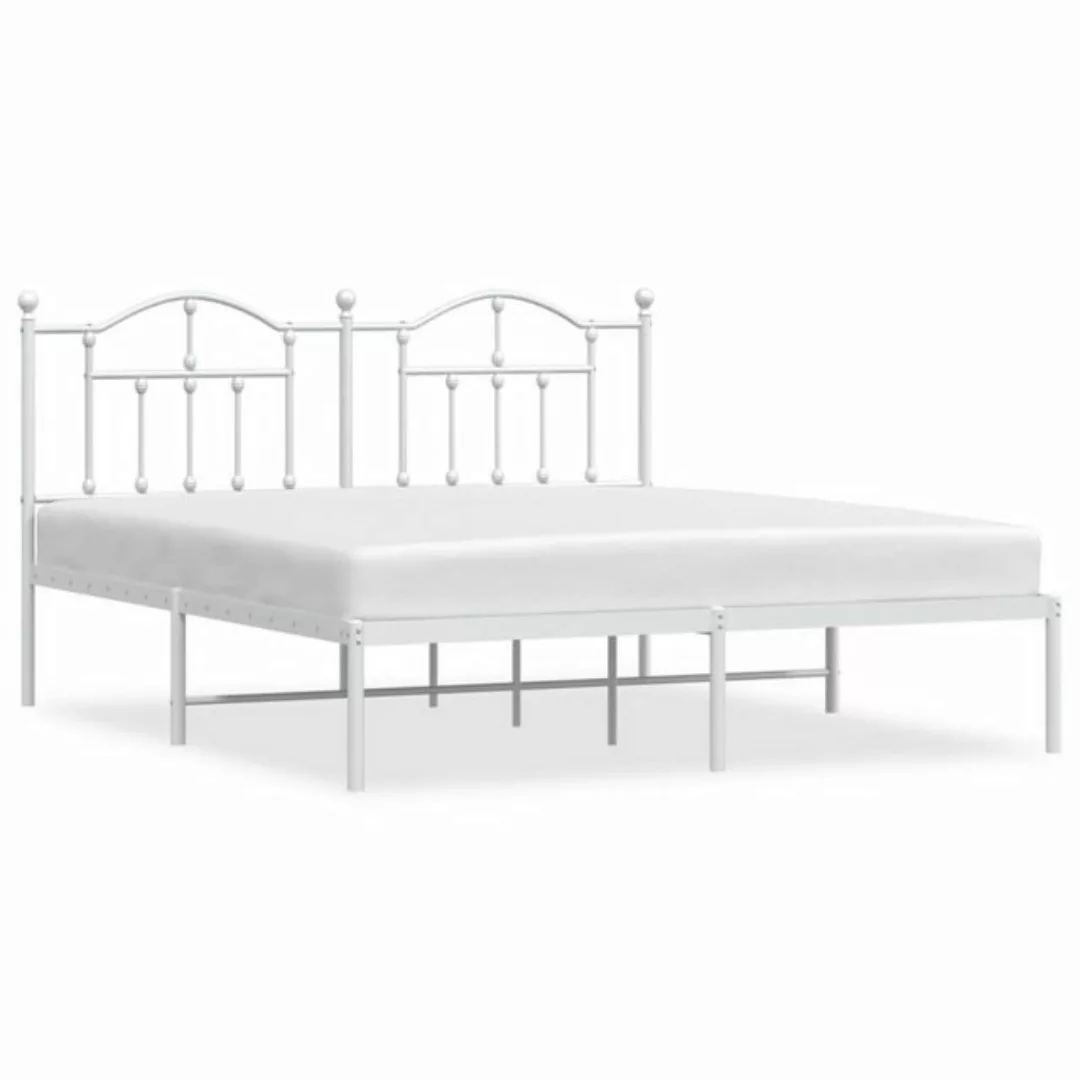 furnicato Bett Bettgestell mit Kopfteil Metall Weiß 180x200 cm günstig online kaufen