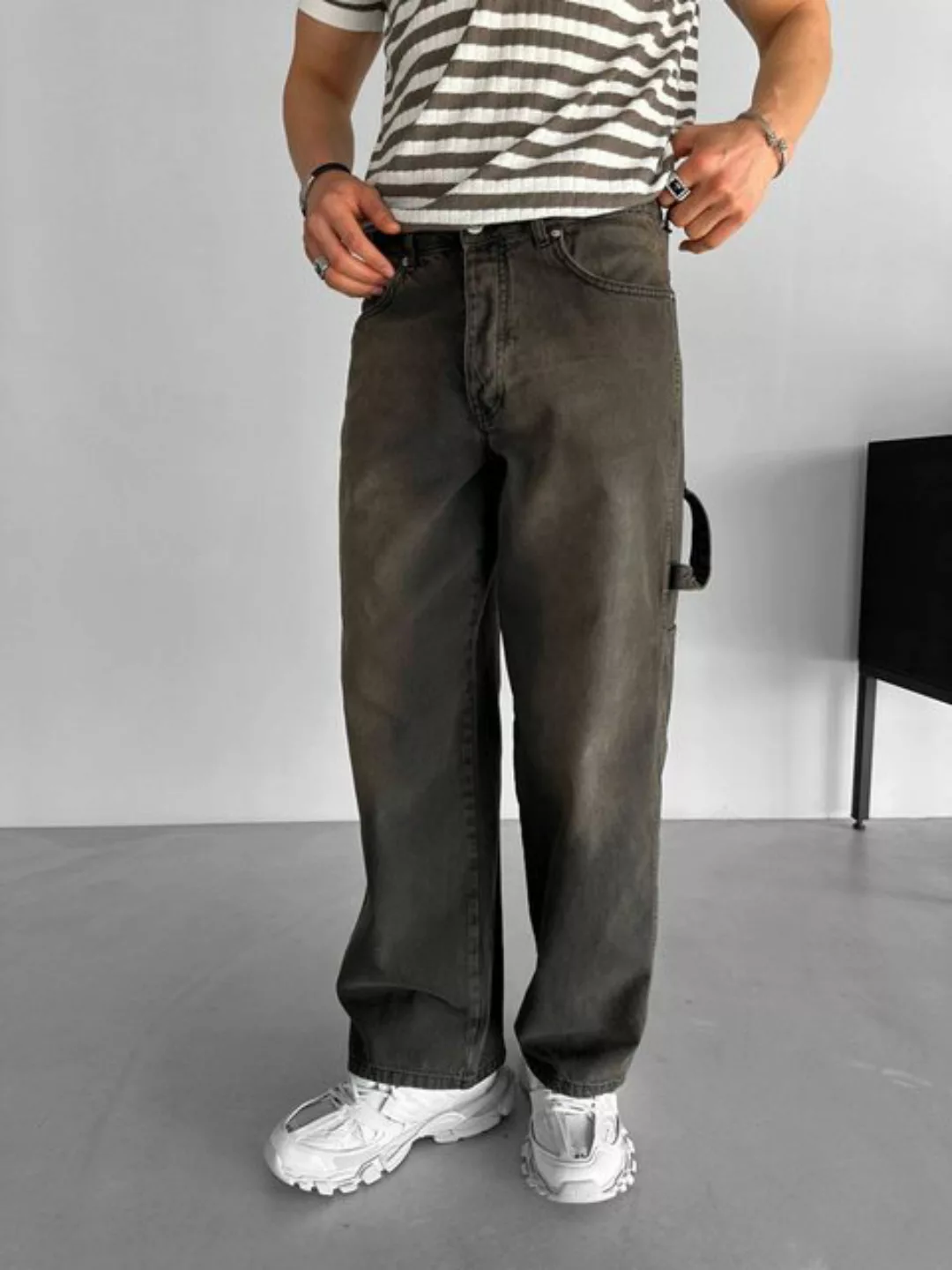 Abluka Bequeme Jeans Super Baggy Carpenter Jeans in Brown - Sehr weite Supe günstig online kaufen