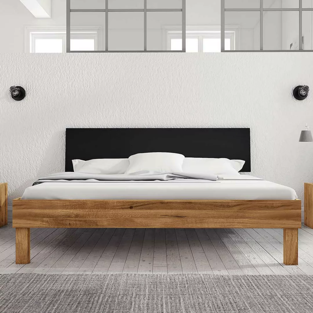 Doppelbett aus Wildeiche teilmassiv modern günstig online kaufen