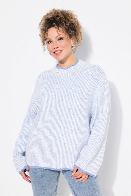 Ulla Popken Strickpullover Pullover Streifen Stehkragen Langarm günstig online kaufen