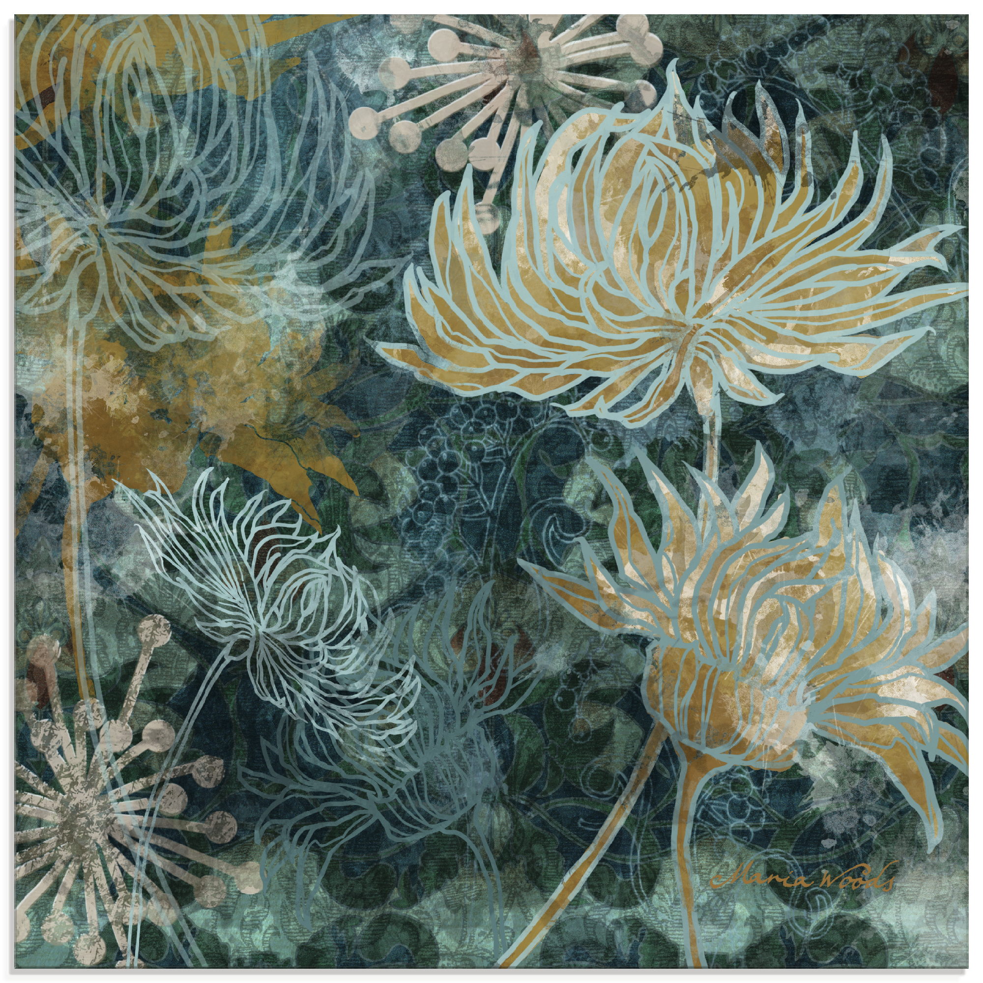Artland Glasbild "Blaue Chrysanthemen I", Blumen, (1 St.), in verschiedenen günstig online kaufen