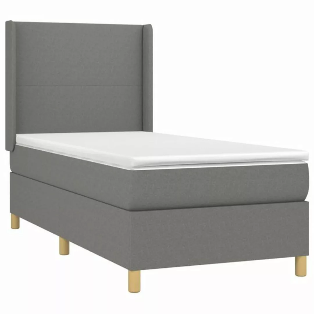 vidaXL Bett Boxspringbett mit Matratze & LED Dunkelgrau 90x190 cm Stoff günstig online kaufen