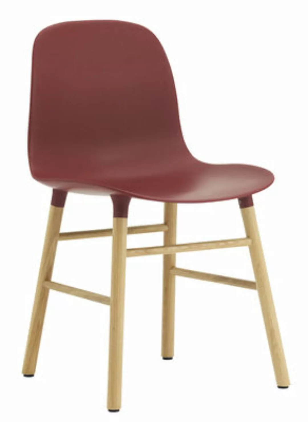 Stuhl Form plastikmaterial rot holz natur / Stuhlbeine aus Eiche - Normann günstig online kaufen
