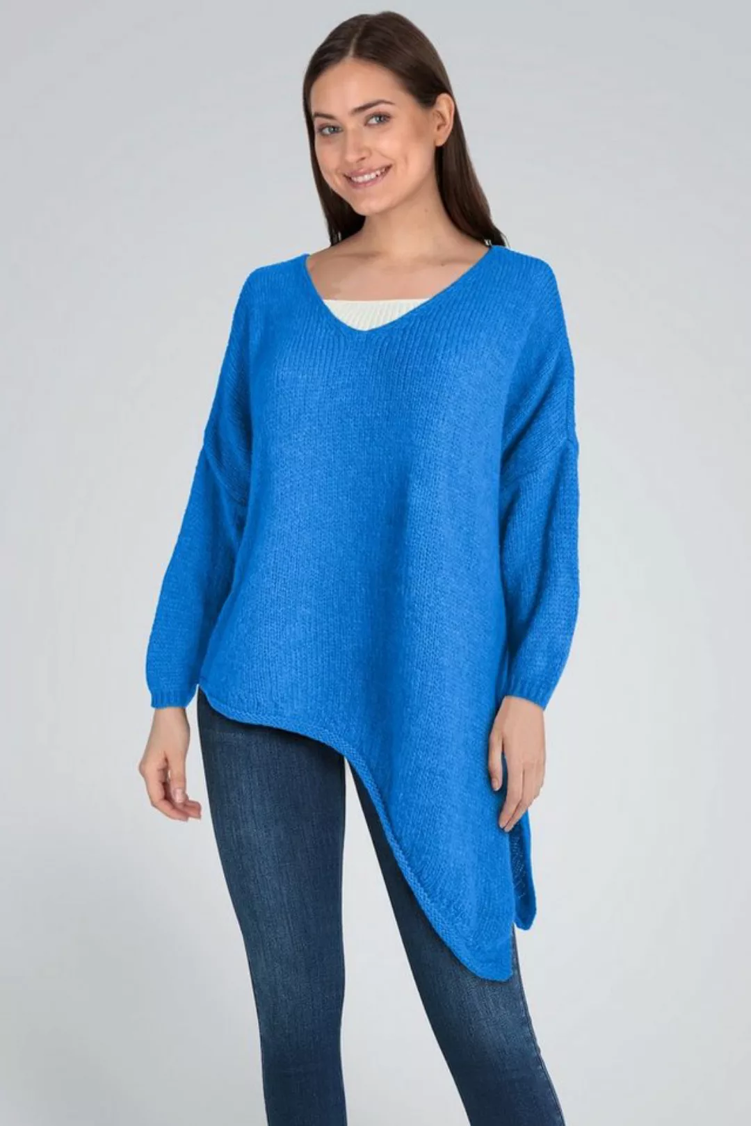 PEKIVESSA Strickpullover Asymmetrischer Grobstrick-Pullover oversized Damen günstig online kaufen