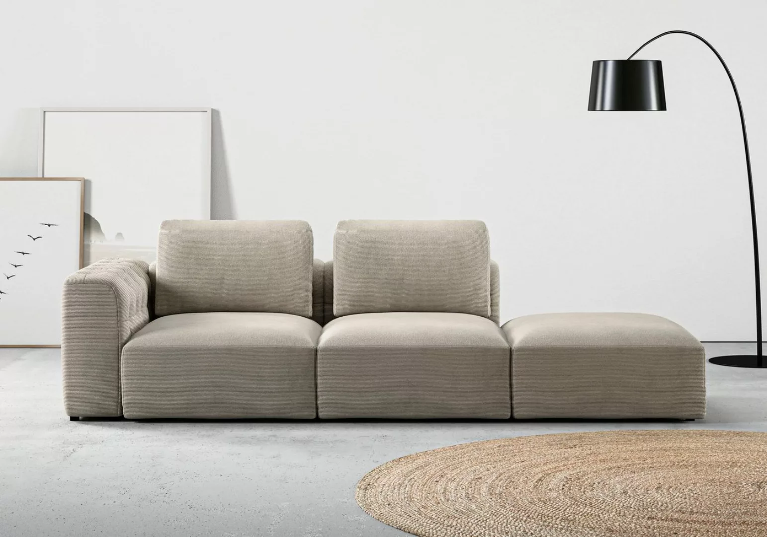 RAUM.ID Chaiselongue Cushid, Modul-Sofa, bestehend aus 2-Sitzer und Hocker günstig online kaufen