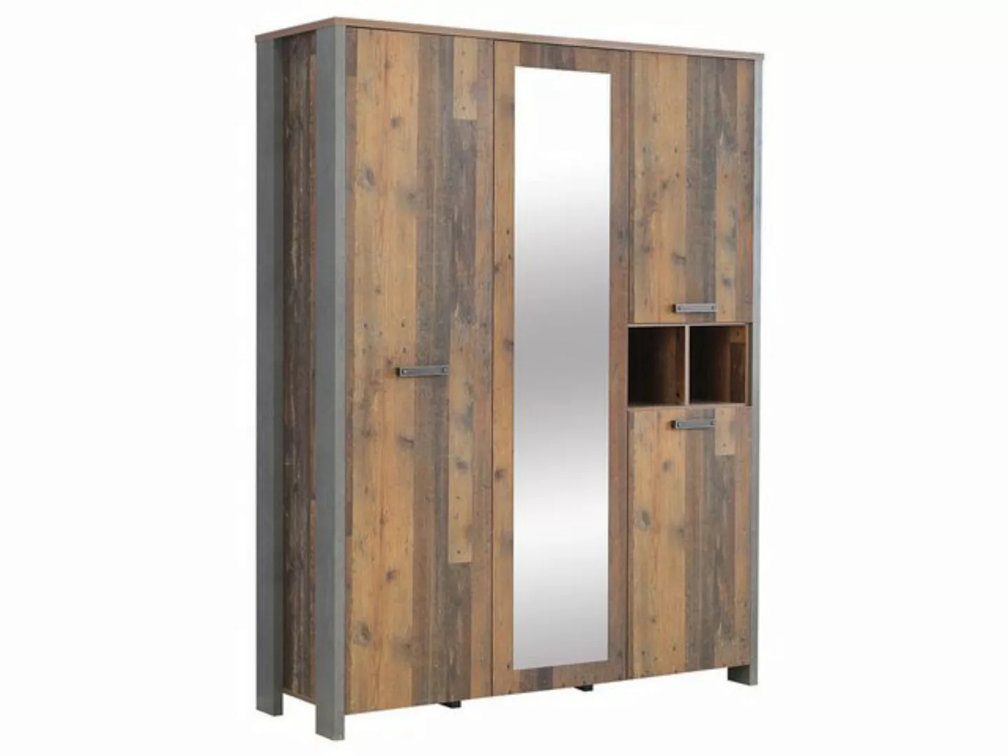 Kleiderschrank ca 160 cm breit mit Spiegel Old Wood Vintage Beton CLIF günstig online kaufen