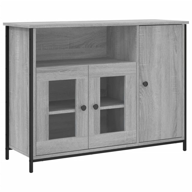 vidaXL Kleiderschrank Sideboard Grau Sonoma 100x35x75 cm Holzwerkstoff Glas günstig online kaufen