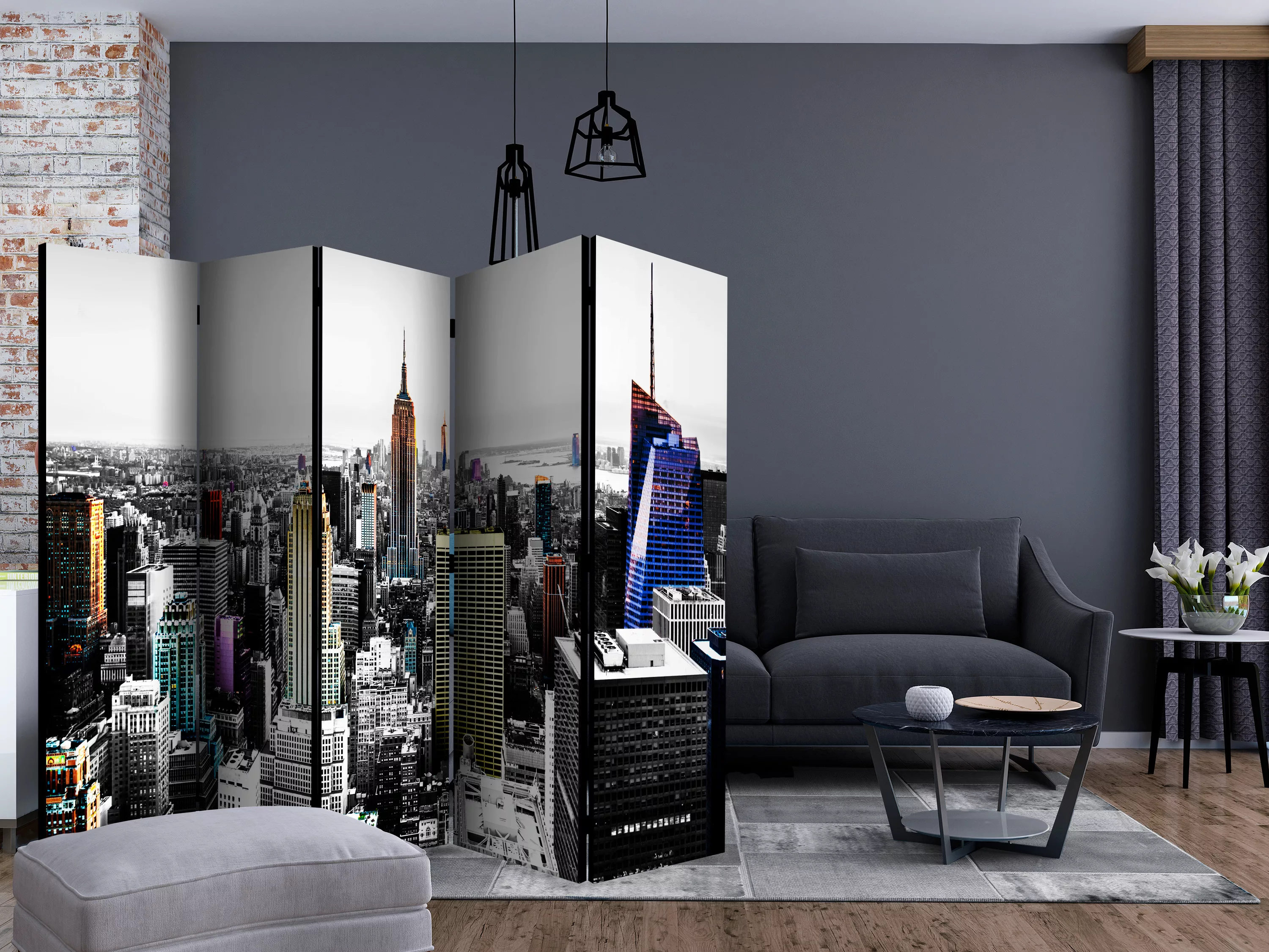 5-teiliges Paravent - Iridescent Skyscrapers  Ii [room Dividers] günstig online kaufen