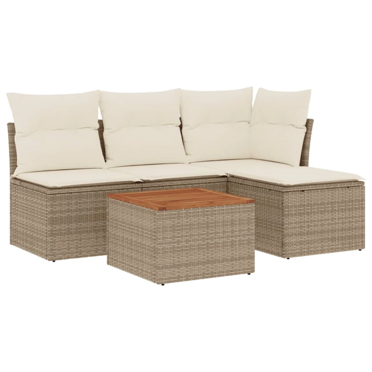 vidaXL 5-Tlg Garten-Sofagarnitur mit Kissen Beige Poly Rattan 3255925 günstig online kaufen