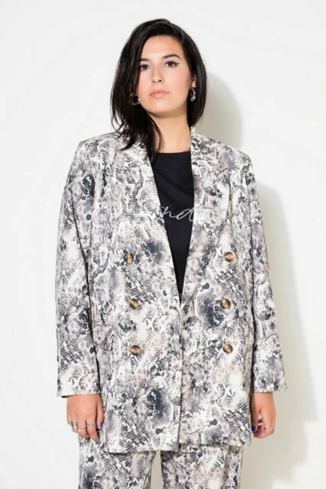 Studio Untold Blusenblazer Blazer Loose Shape Snake-Print doppelreihig günstig online kaufen