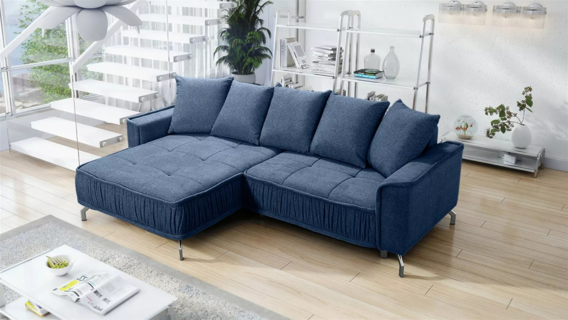 Fun Möbel Ecksofa Schlafsofa Sofa FLORENCE in Stoff, inkl. 5 Rückenkissen, günstig online kaufen