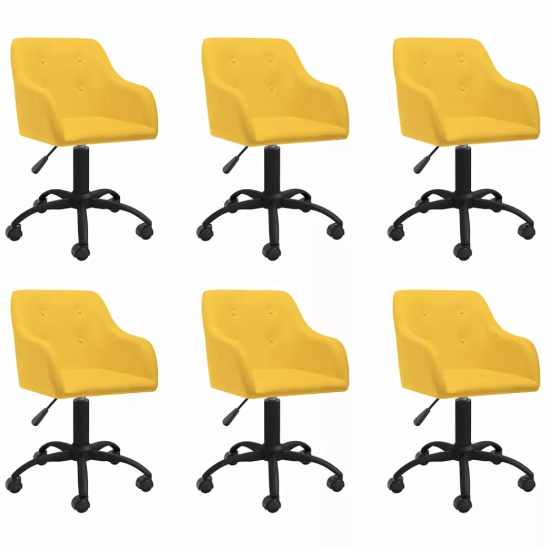 Esszimmerstühle 6 Stk. Drehbar Gelb Stoff günstig online kaufen