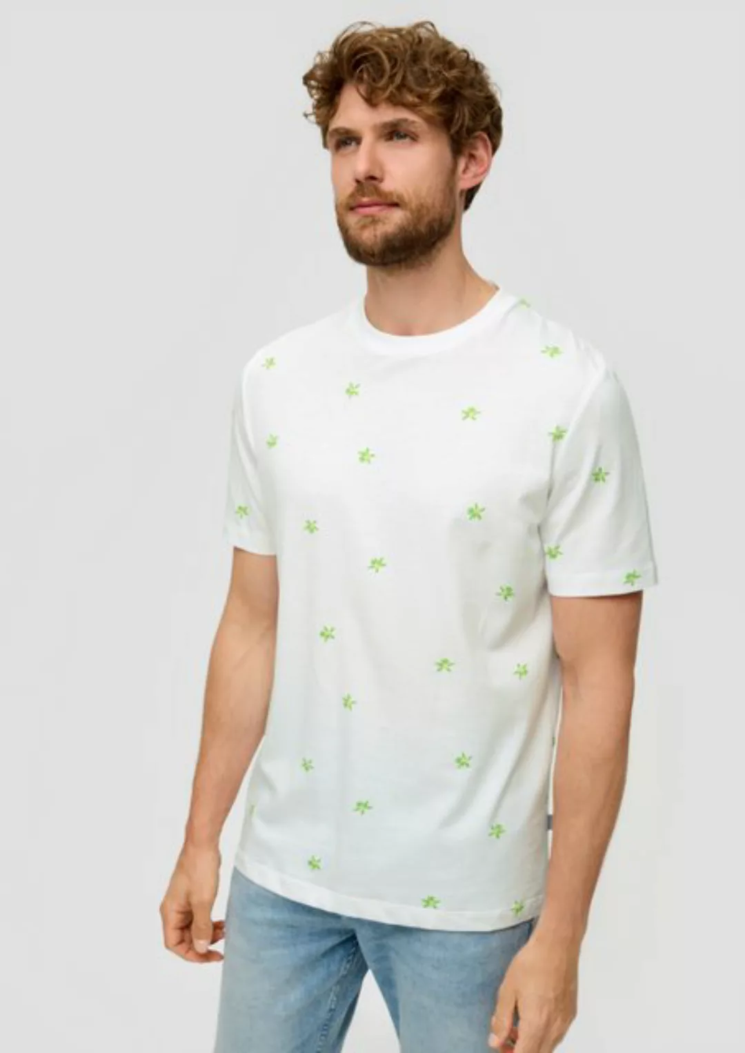 s.Oliver Kurzarmshirt T-Shirt mit Crew Neck und All-over-Print günstig online kaufen