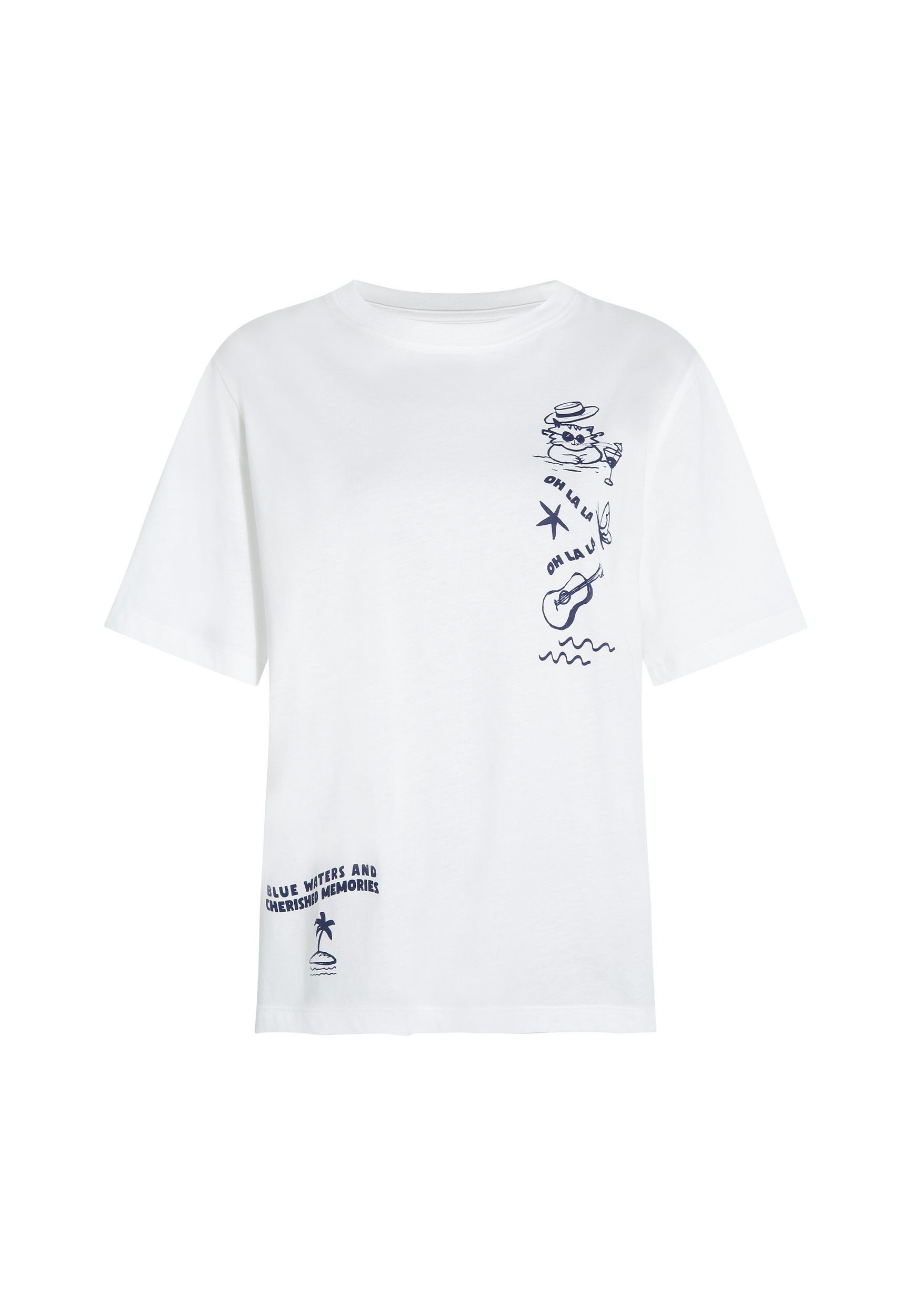 Mavi T-Shirt Strandiges Motiv mit Text günstig online kaufen