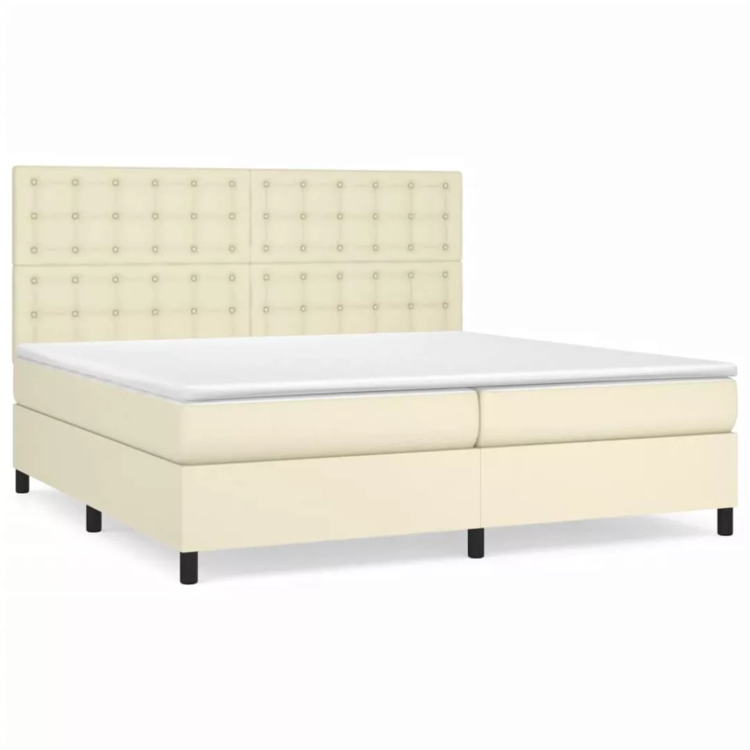 Vidaxl Boxspringbett Mit Matratze Creme 200x200 Cm Kunstleder günstig online kaufen