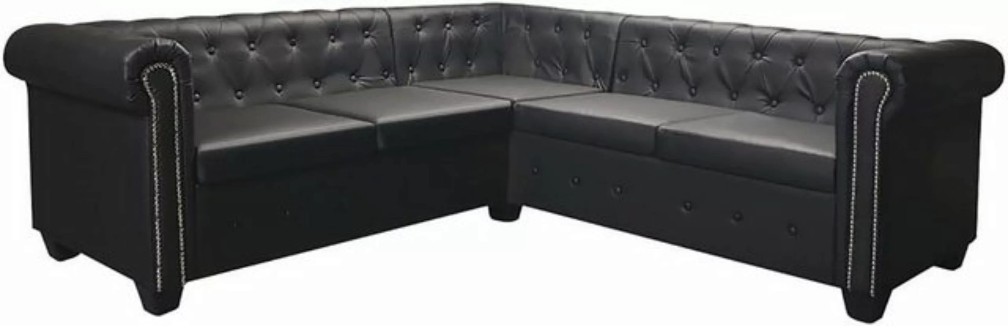 Chesterfield Sofa 5-sitzer Kunstleder Schwarz günstig online kaufen