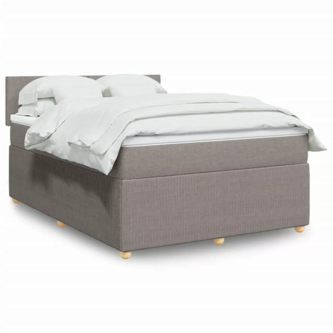 vidaXL Boxspringbett, Boxspringbett mit Matratze Taupe 160x200 cm Stoff günstig online kaufen