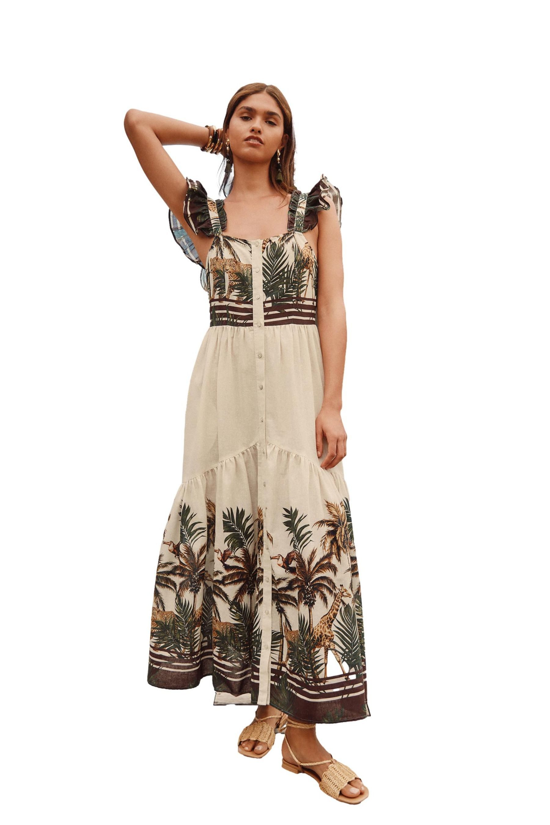 Next Maxikleid Boho-Maxikleid mit Flatterärmeln, Kurzgröße günstig online kaufen