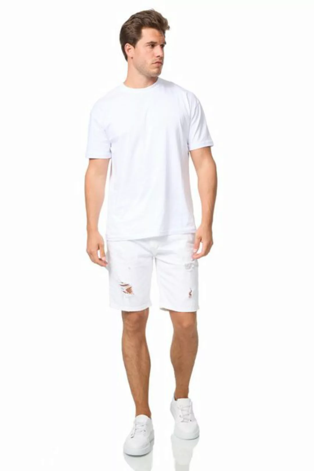 Denim House Jeansshorts Herren Capri in weiß im Destroyed Look Weiß W30 günstig online kaufen