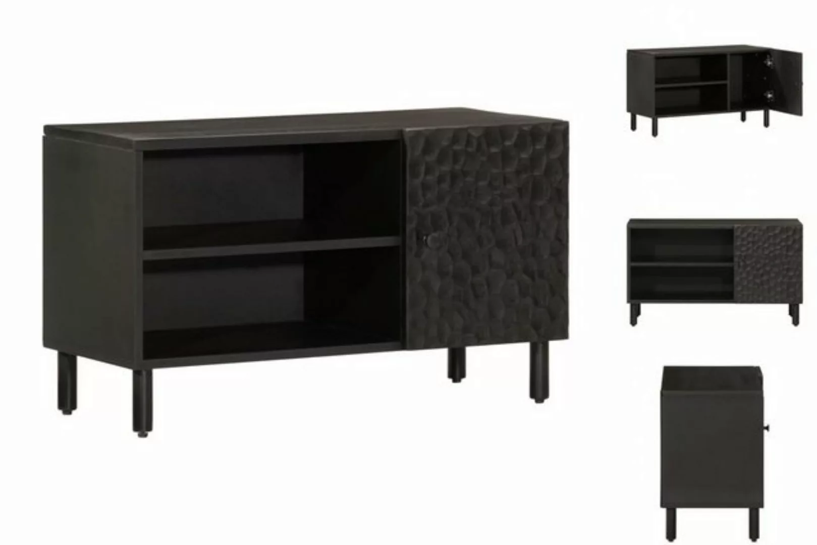 vidaXL TV-Schrank TV-Schrank Schwarz 80x31x46 cm Massivholz Mango günstig online kaufen