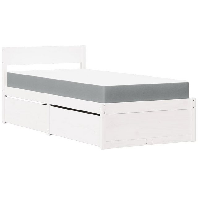 vidaXL Bett Bett mit Schubladen und Matratze Weiß 100x200 cm Massivholz günstig online kaufen