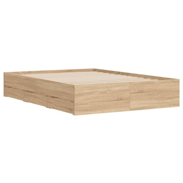 vidaXL Bettgestell, Bettrahmen mit Schubladen Sonoma-Eiche 120x190cm Holzwe günstig online kaufen